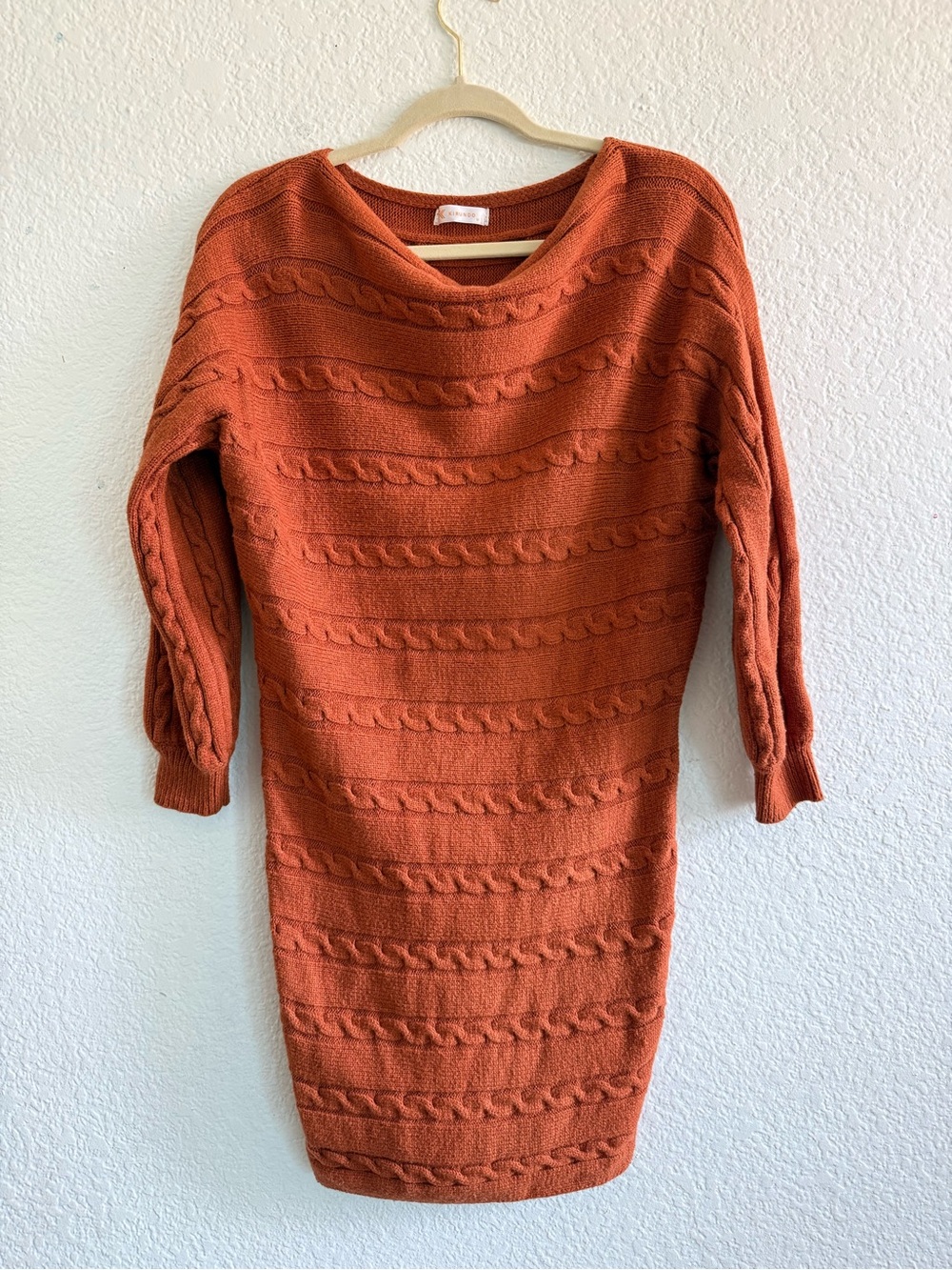 Rust Orange Cable Knit Mini Dress